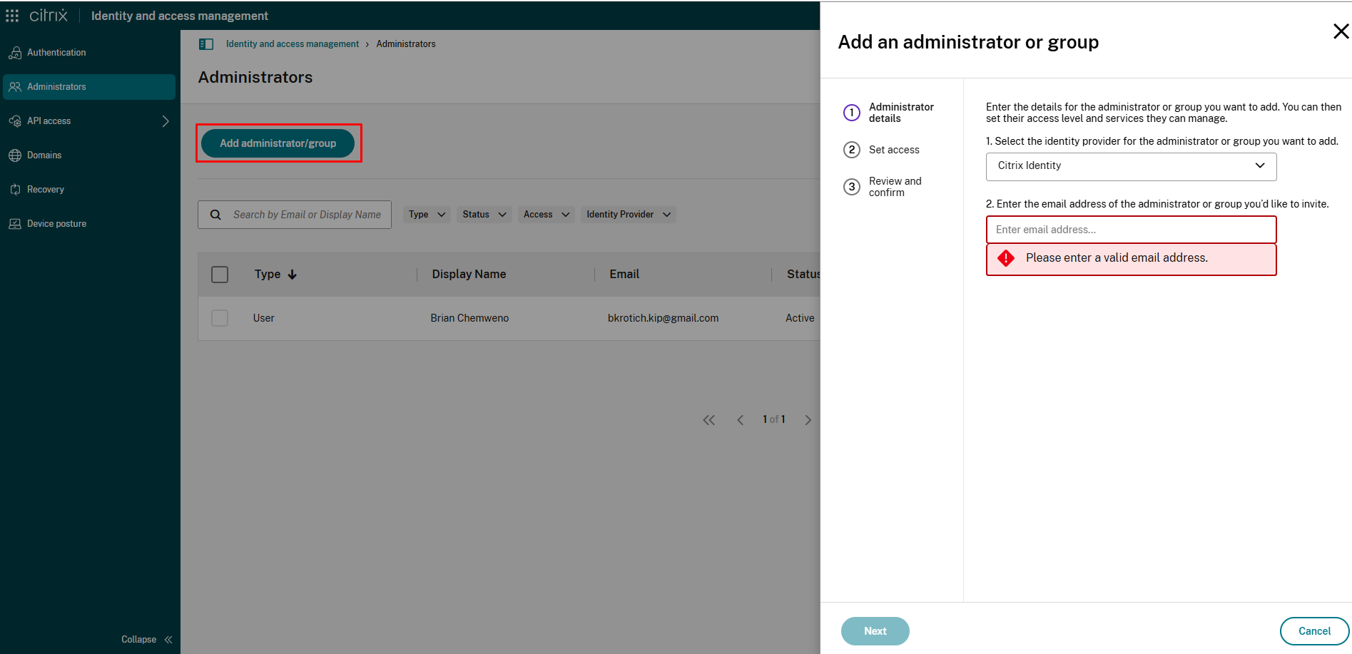 Add Administrator Page