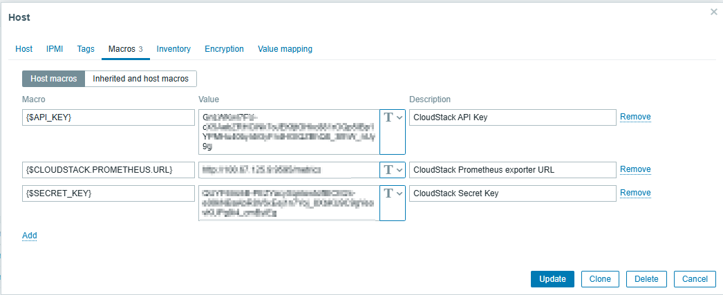 CloudStack Host Macros Configuration