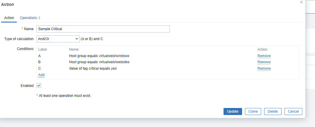 Trigger Action conditions including the new critical tag condition