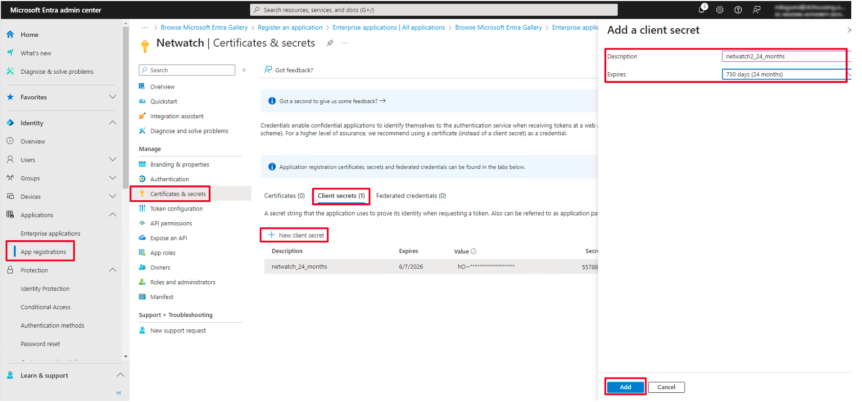 Step 6: Generate Client Secret