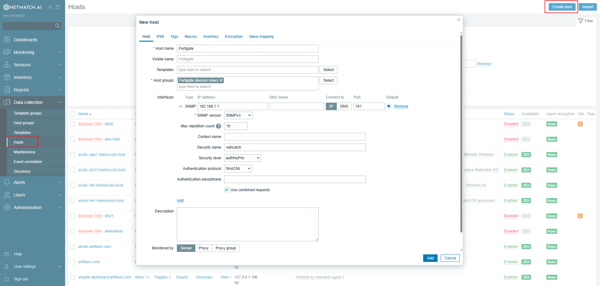 Step 4: FortiGate Host Configuration in Netwatch