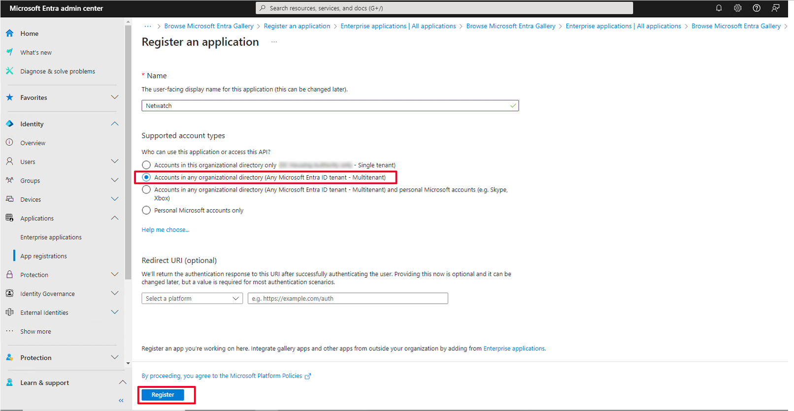 Step 3: Register Application