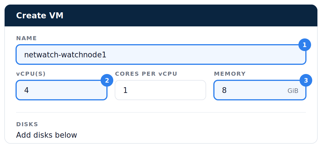 Create VM dialog